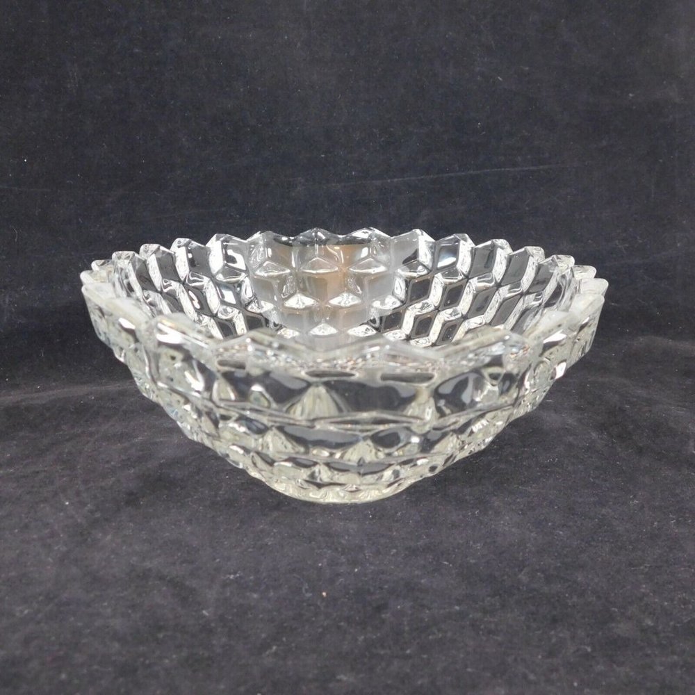 Fostoria American Clear Large Oval Bowl Cube Motif NO RAYS Vintage Made in USA - Picture 4 of 12
